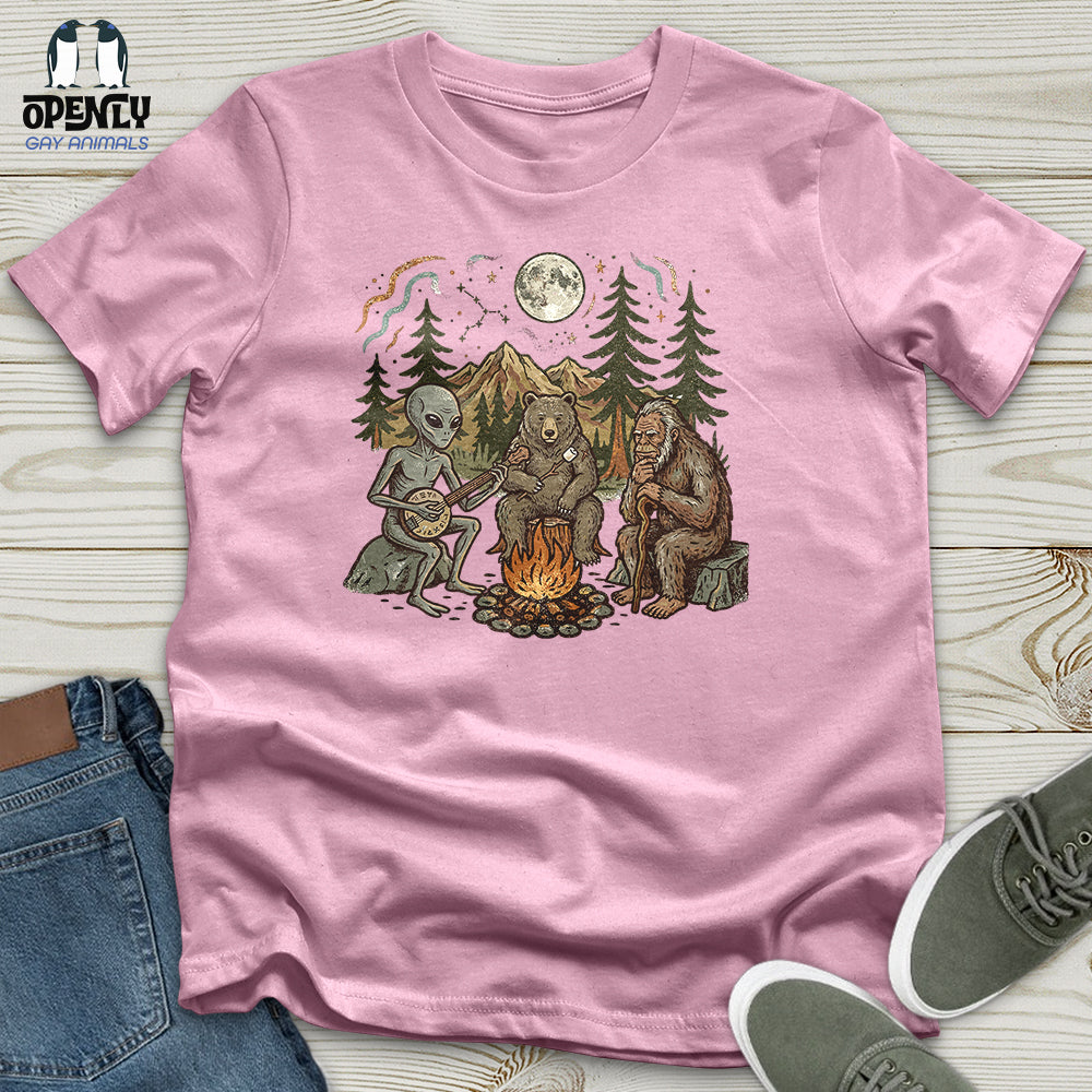 Bigfoot Alien Camping Unisex T-Shirt
