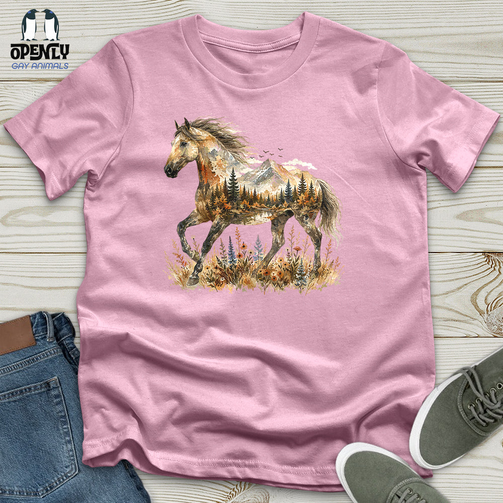 Horse in Mountain Forest Unisex T-Shirt