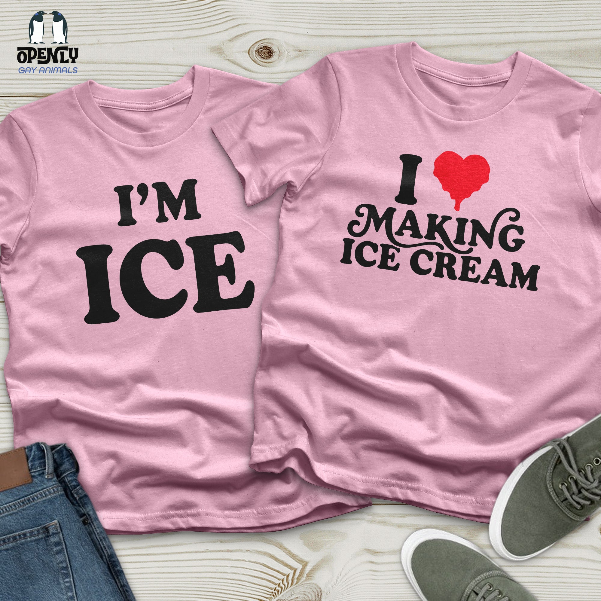 ICE Cream Black Couple T-Shirt Set