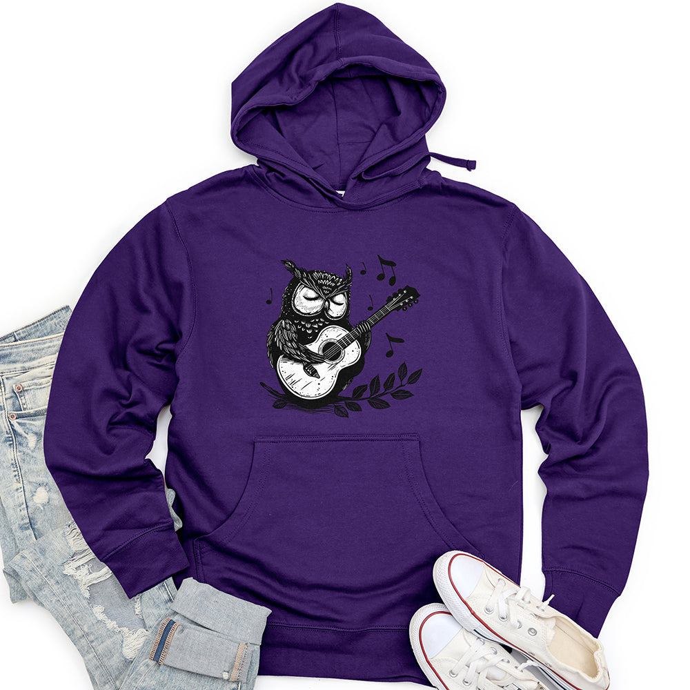 Owl Guitar Serenade Unisex Midweight Hoodie