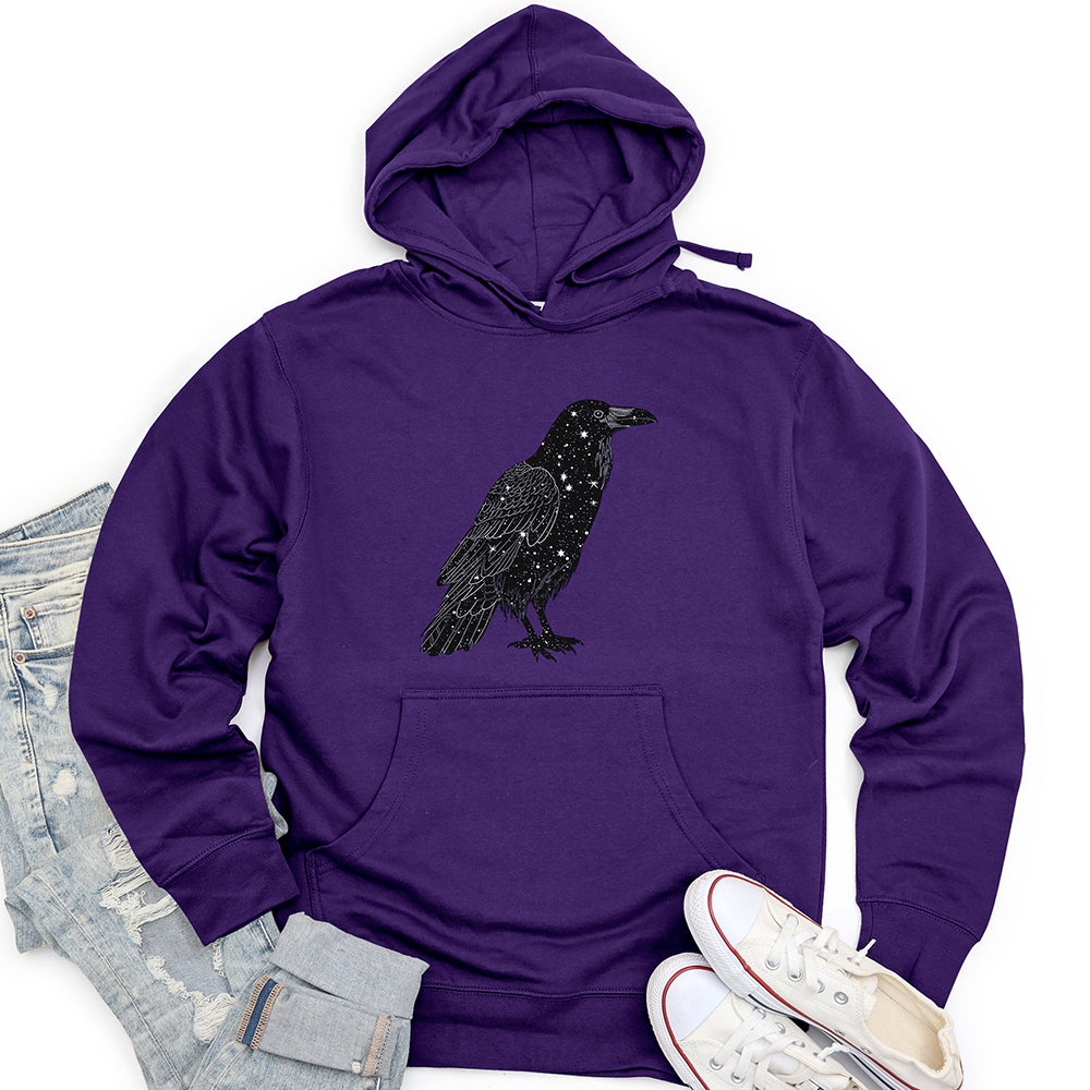 Celestial Raven Silhouette Unisex Midweight Hoodie