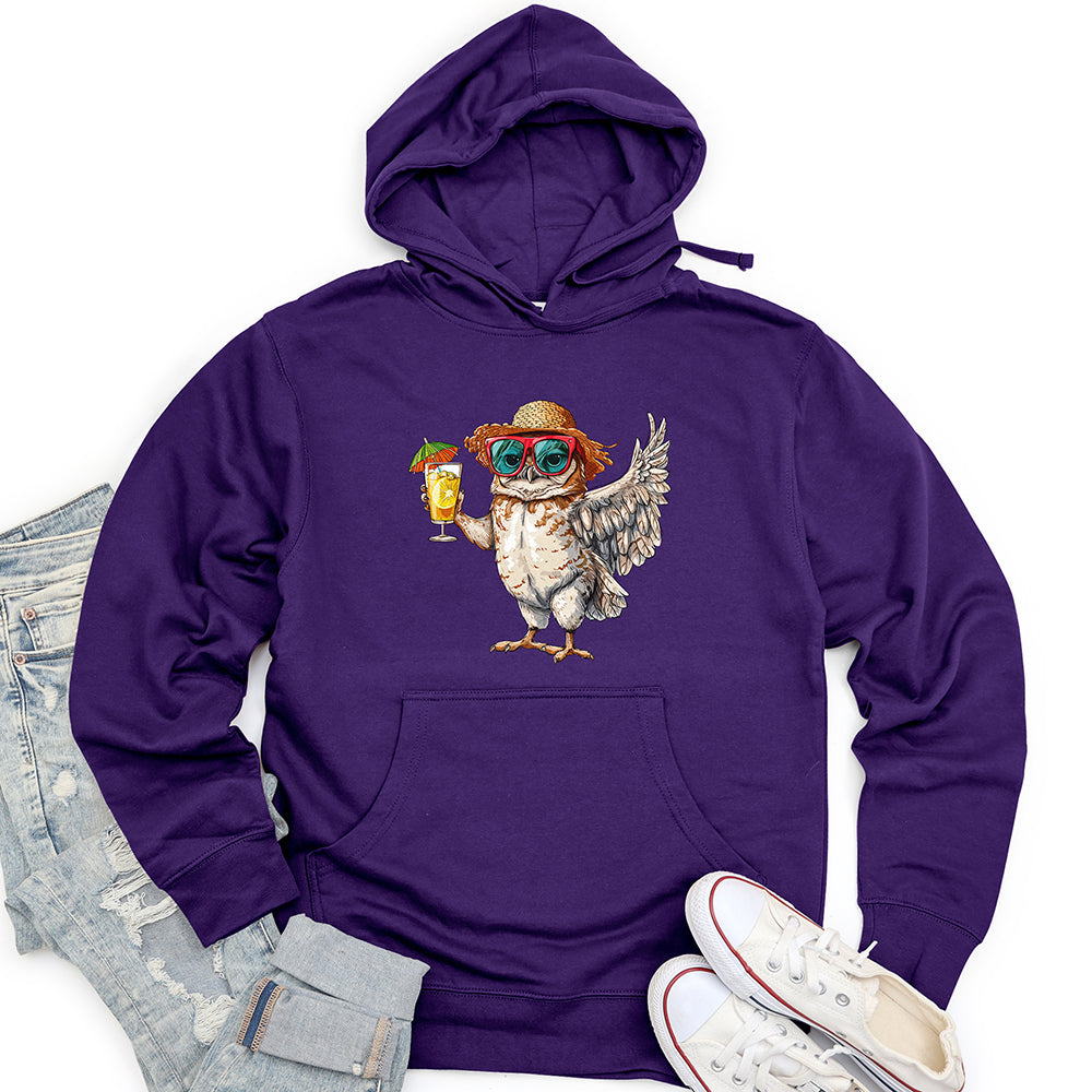 Owl Beach Vacation Unisex Midweight Hoodie