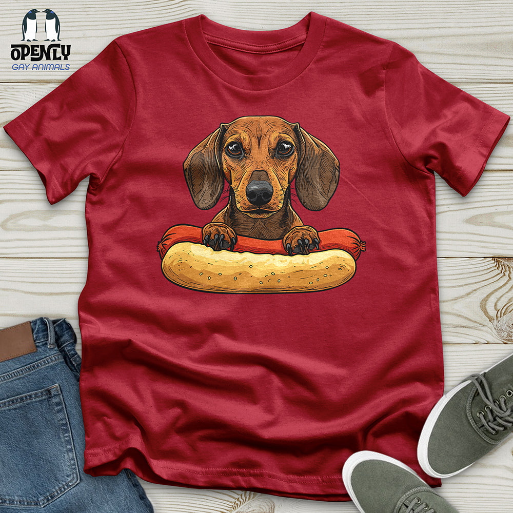 Dachshund Hotdog Hug Unisex t-shirt