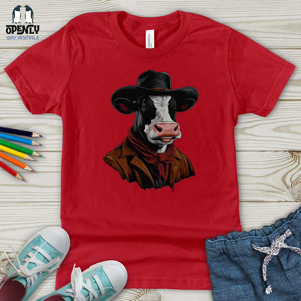 Cow With Brimmed Hat Youth T-Shirt