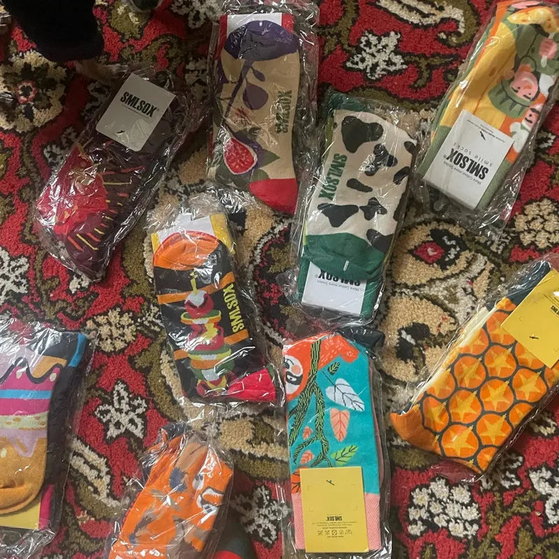 1 Pair Colorful Unisex Socks - Floral, Fruit & Candy Designs - Perfect for Daily Wear & Gift-Giving