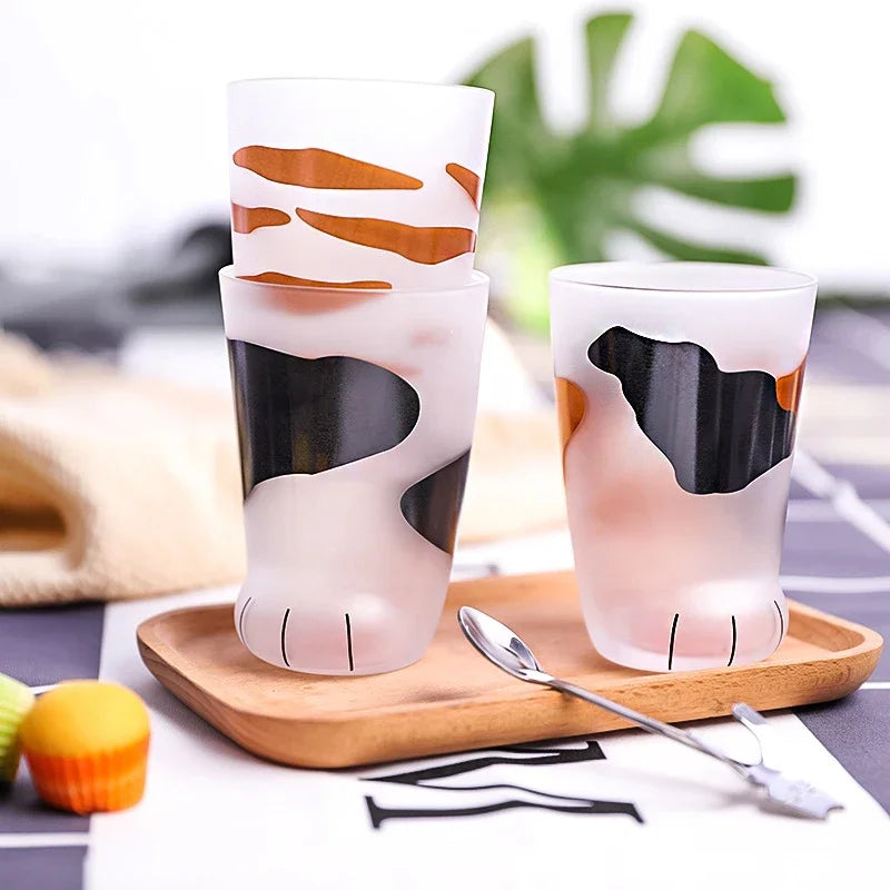 300ML Cute Glass Cat Paw Cup