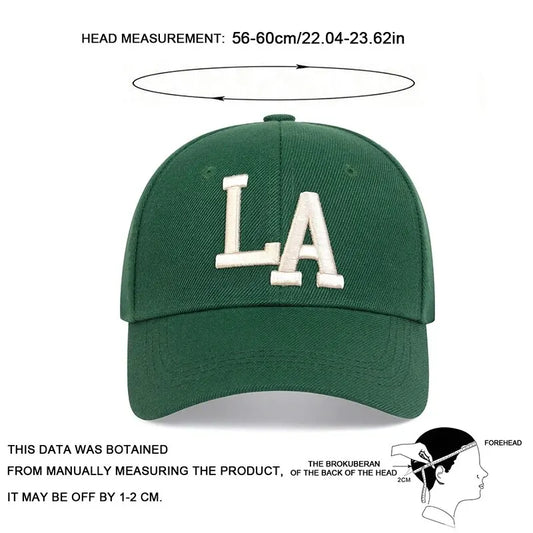 Unisex La Letter Embroidery Baseball Caps Spring and Autumn Outdoor Adjustable Casual Hats