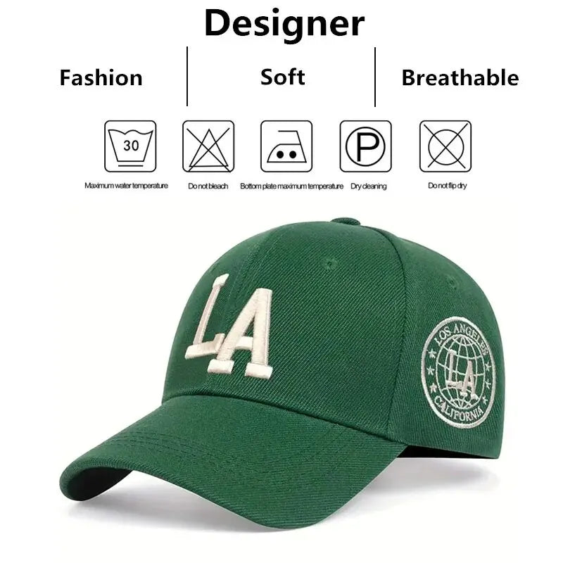 Unisex La Letter Embroidery Baseball Caps Spring and Autumn Outdoor Adjustable Casual Hats