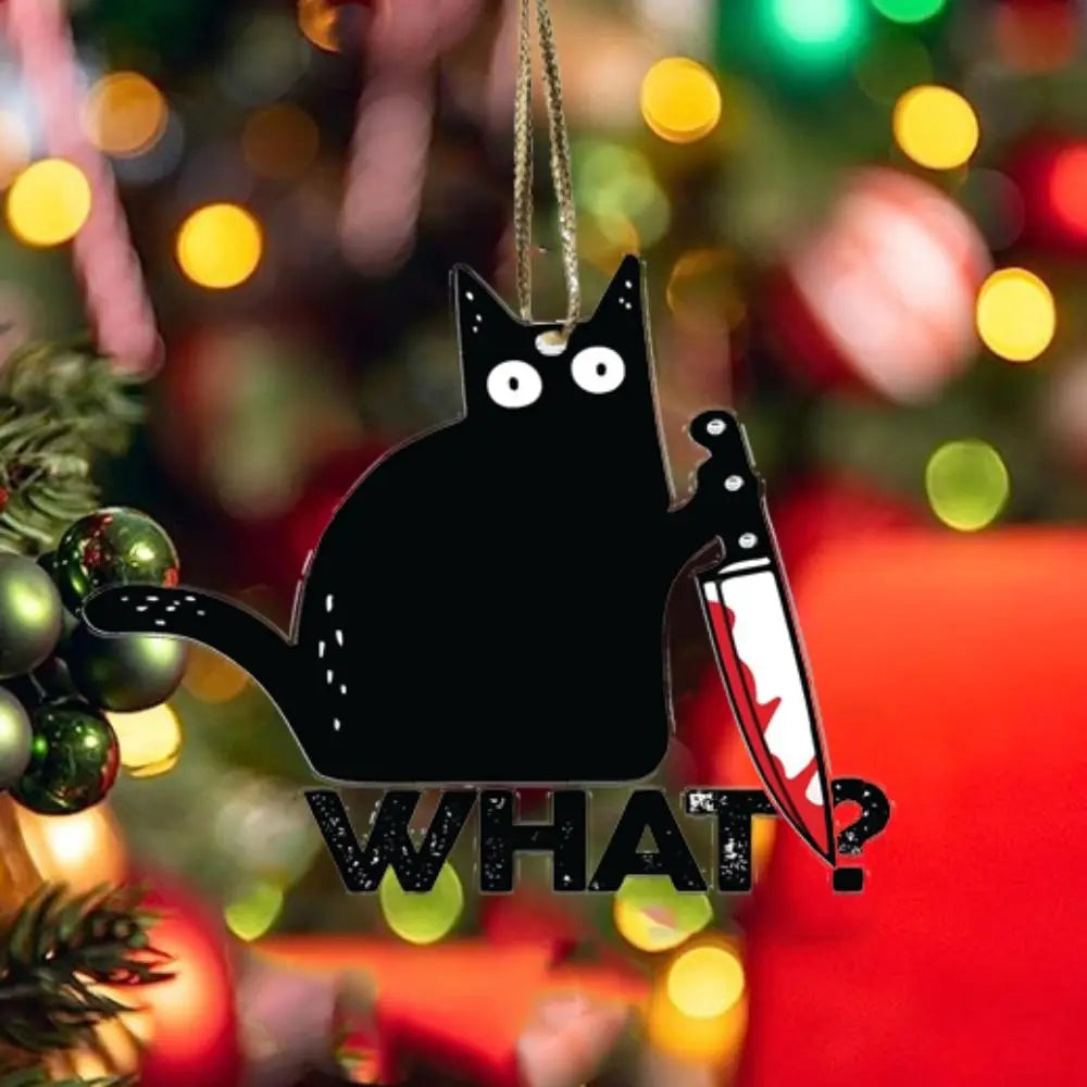 Black Cat Funny Hangable Christmas Tree Ornament