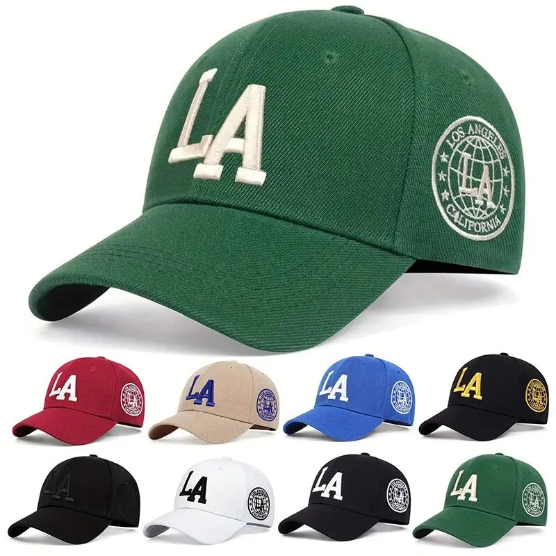 Unisex La Letter Embroidery Baseball Caps Spring and Autumn Outdoor Adjustable Casual Hats