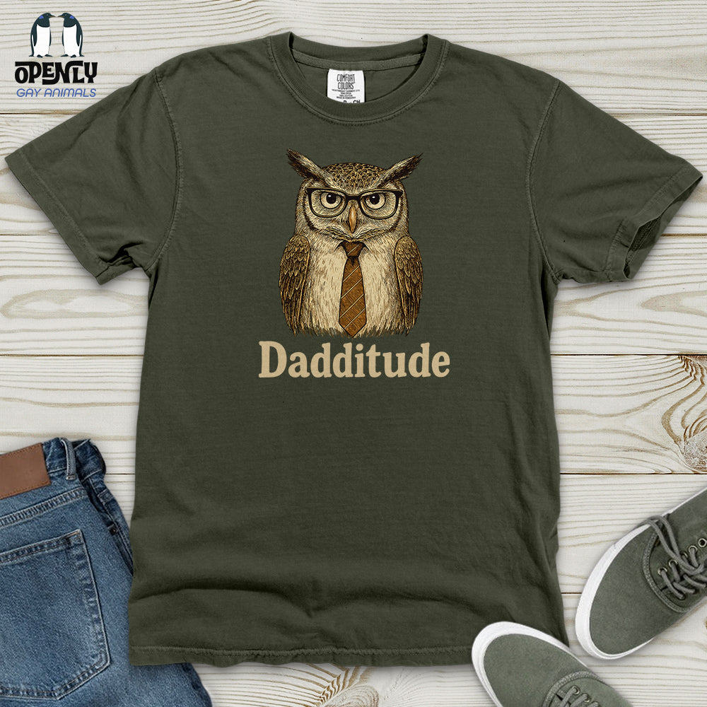 Dadditude Owl Heavy Cotton Comfort Colors Tee