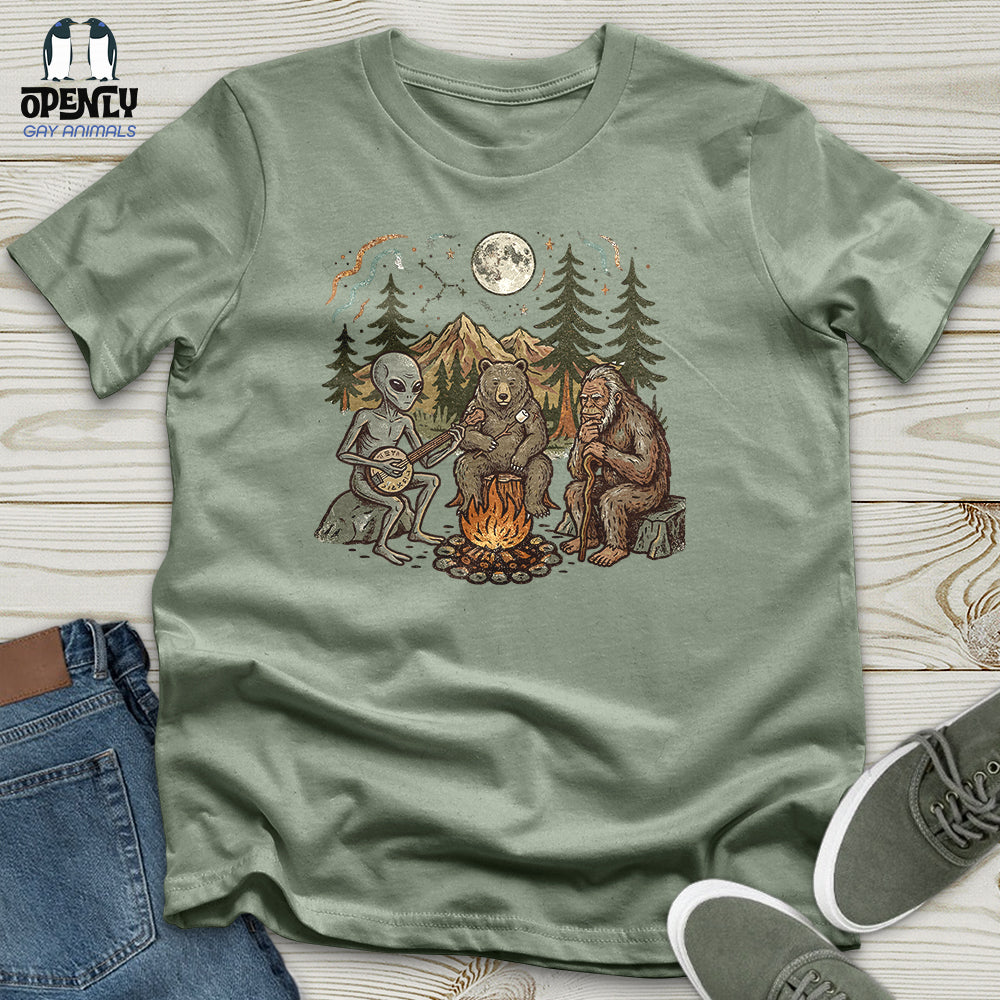 Bigfoot Alien Camping Unisex T-Shirt