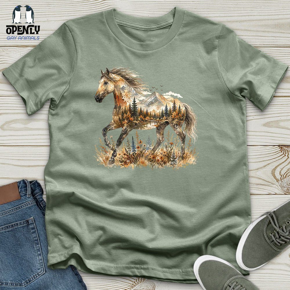 Horse in Mountain Forest Unisex T-Shirt