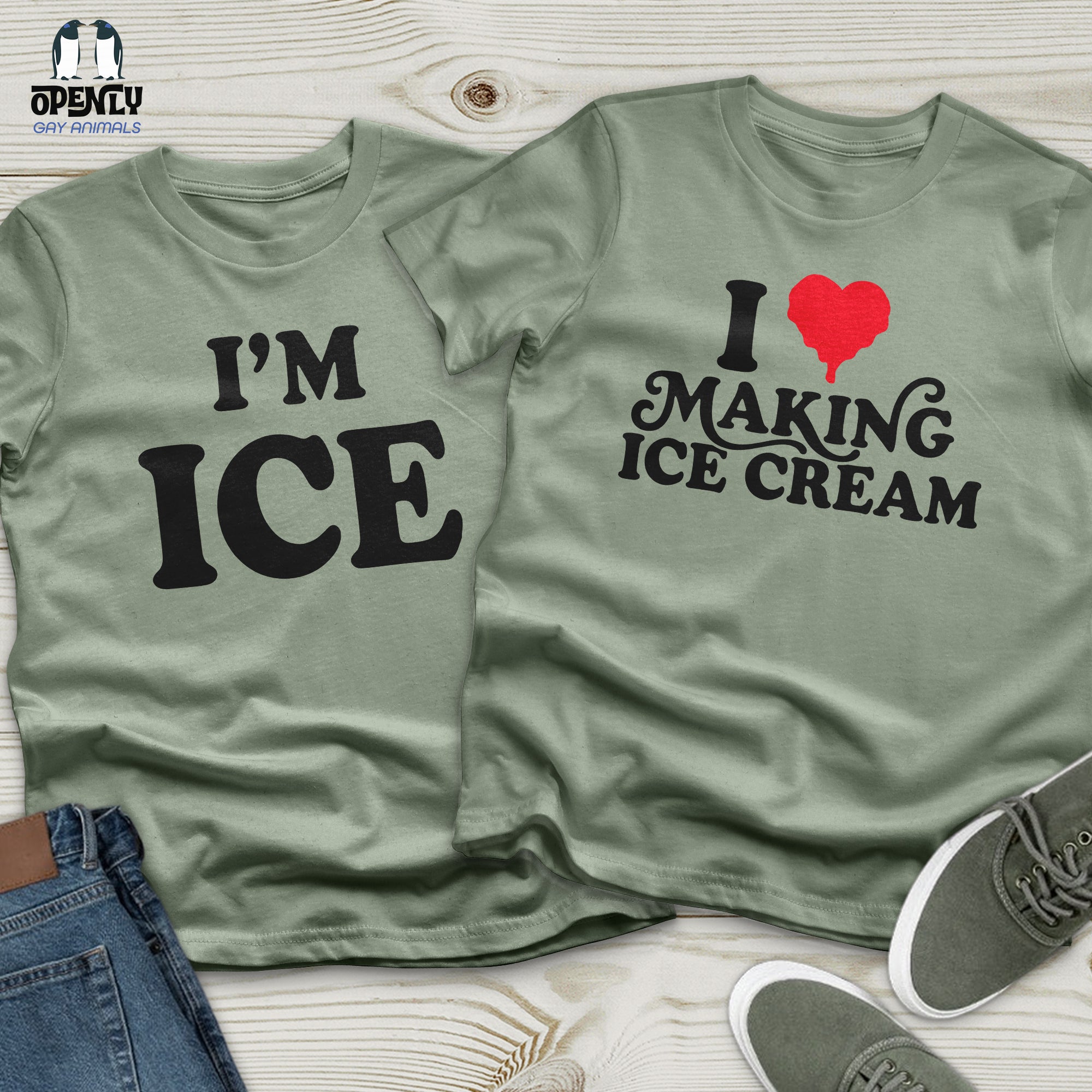 ICE Cream Black Couple T-Shirt Set