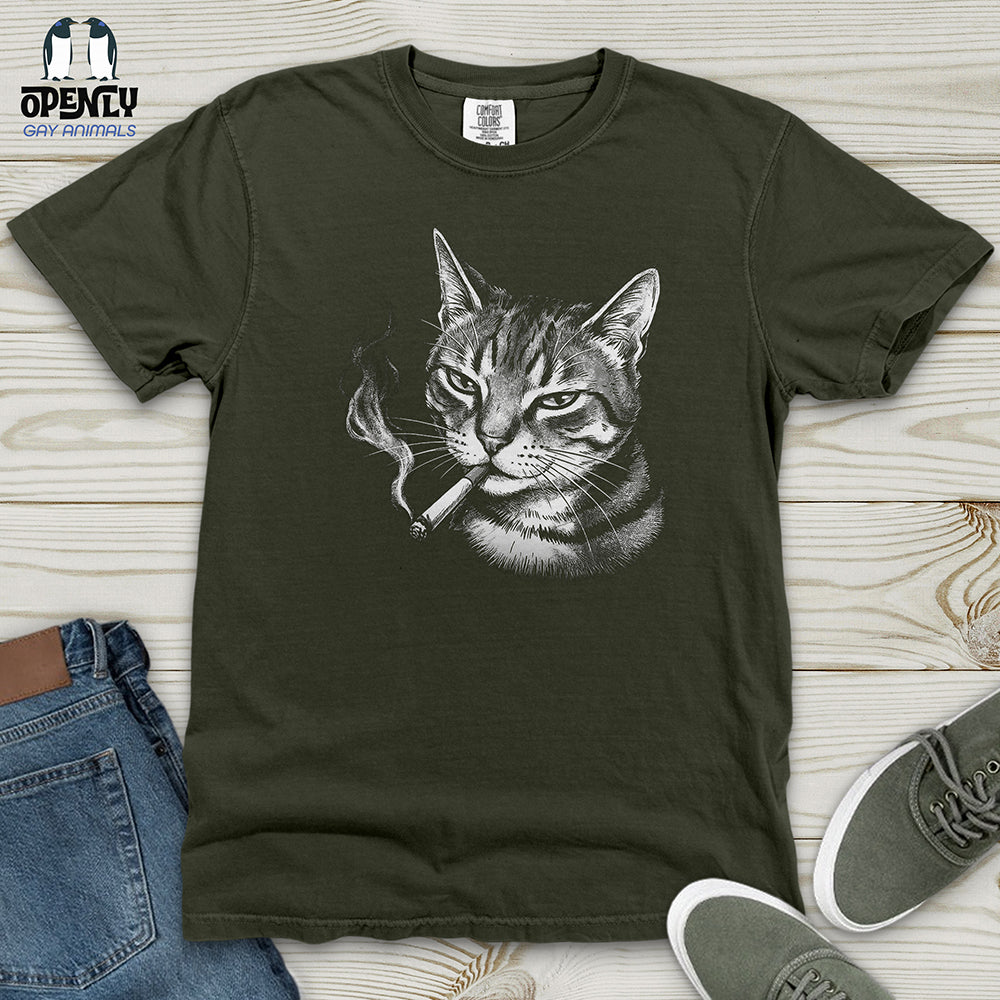 Smoking Cat Heavy Cotton Comfort Colors Tee