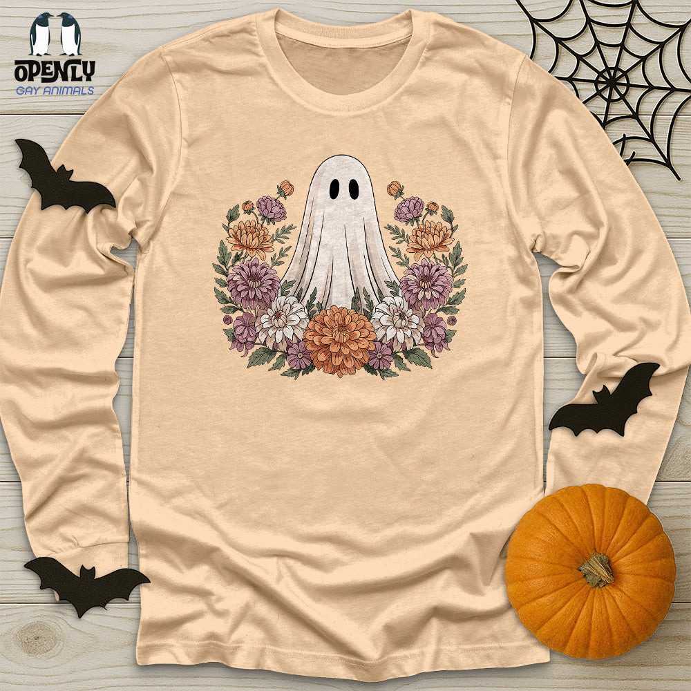 Floral Halloween Ghost Unisex Long Sleeve Tee