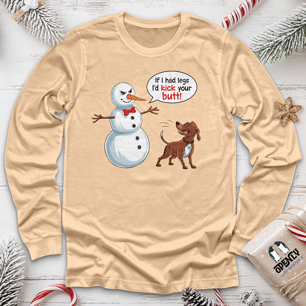 Funny Dog and Snowman Unisex Long Sleeve Tee