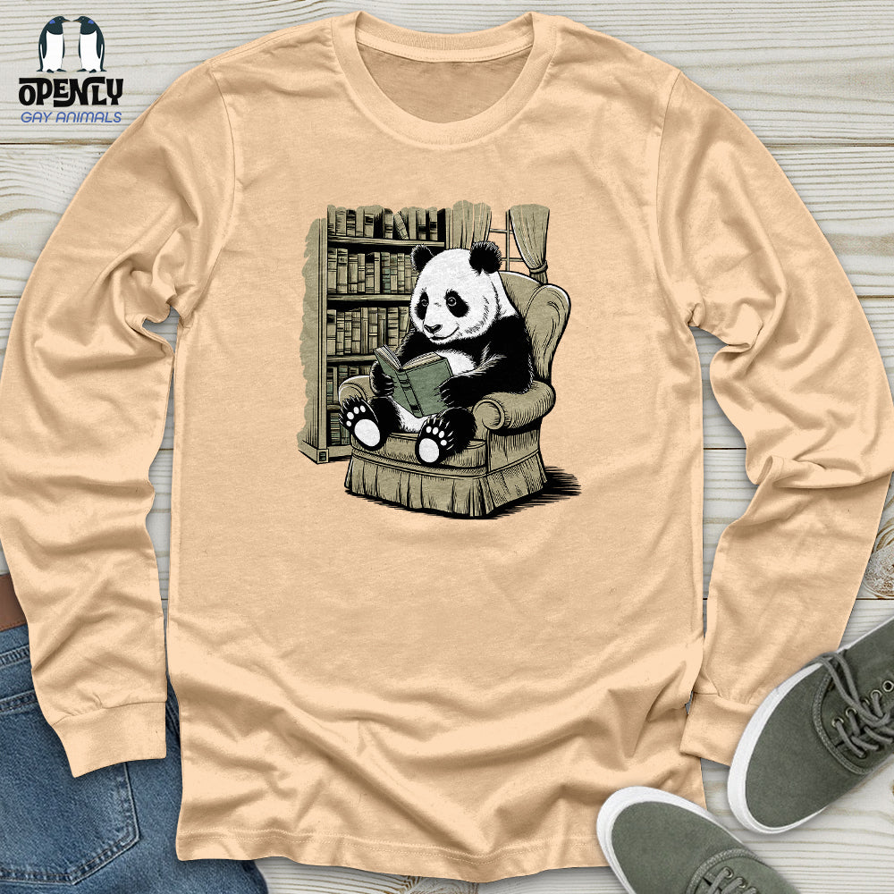 Panda Reading Book Unisex Long Sleeve Tee