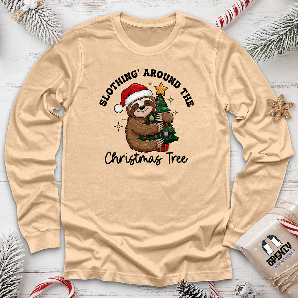 Slothing Around The Christmas Tree Unisex Long Sleeve Tee