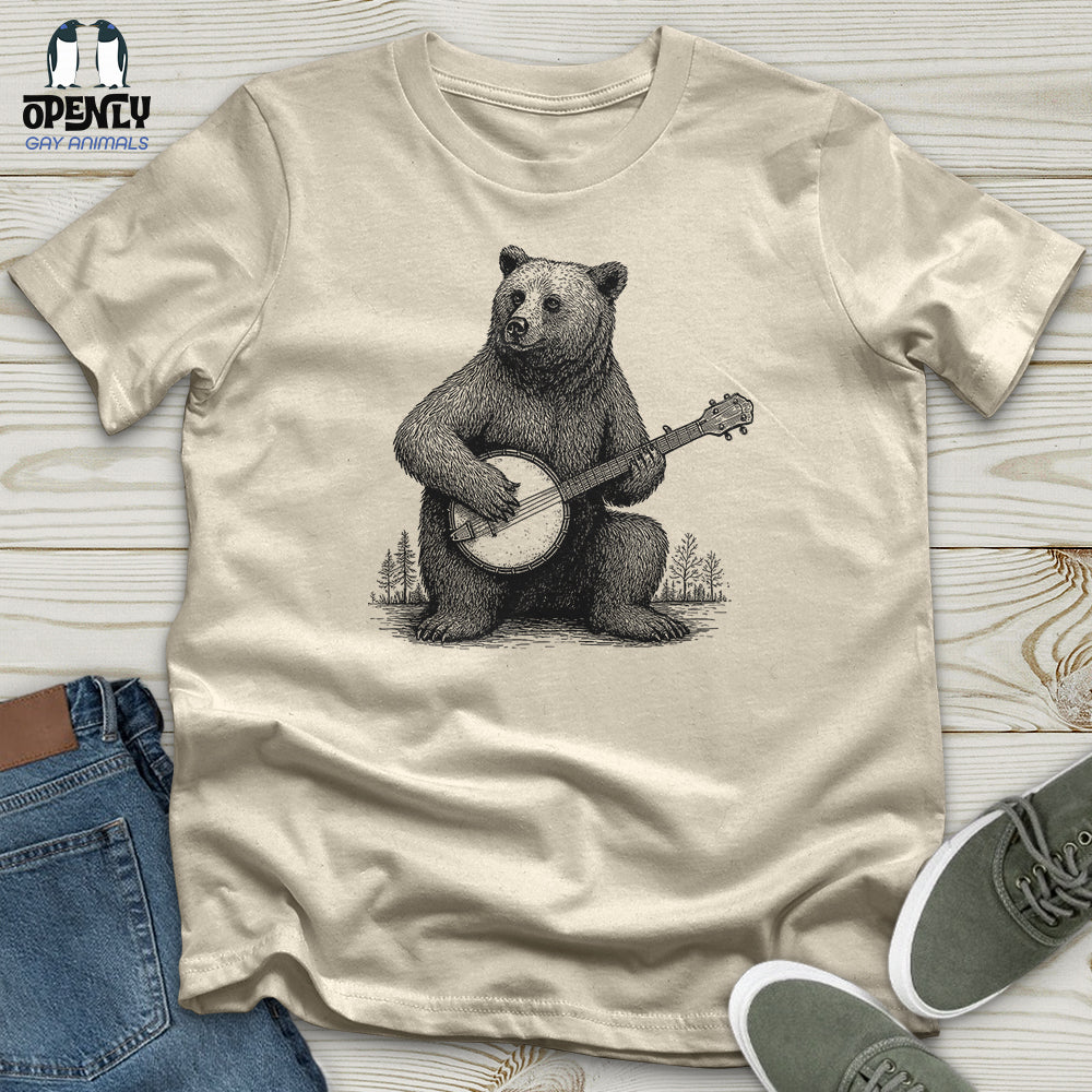 Bear Playing Banjo Softstyle Tee