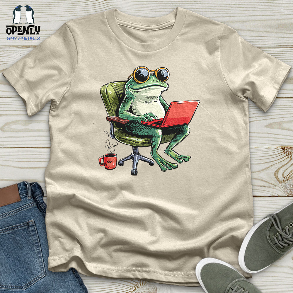 A Frog in a Productive Day  With Coffee Softstyle Tee