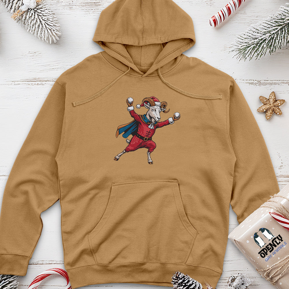 Goat With Snowballs Unisex Midweight Hoodie