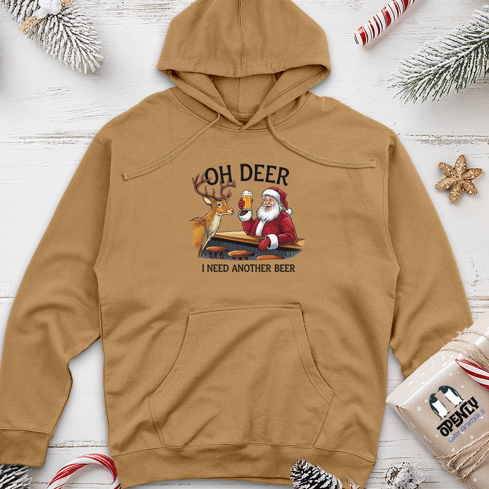 Oh Deer I Need Another Beer Unisex Midweight Hoodie