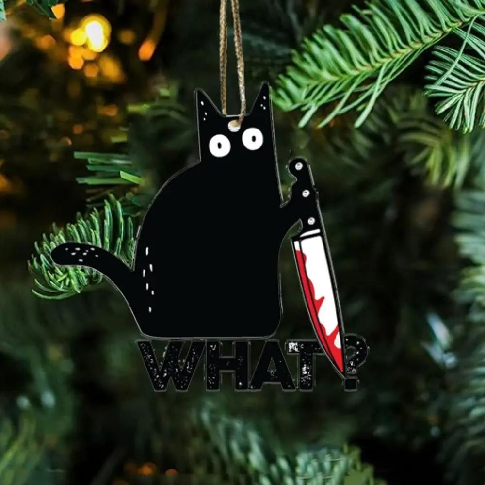 Black Cat Funny Hangable Christmas Tree Ornament