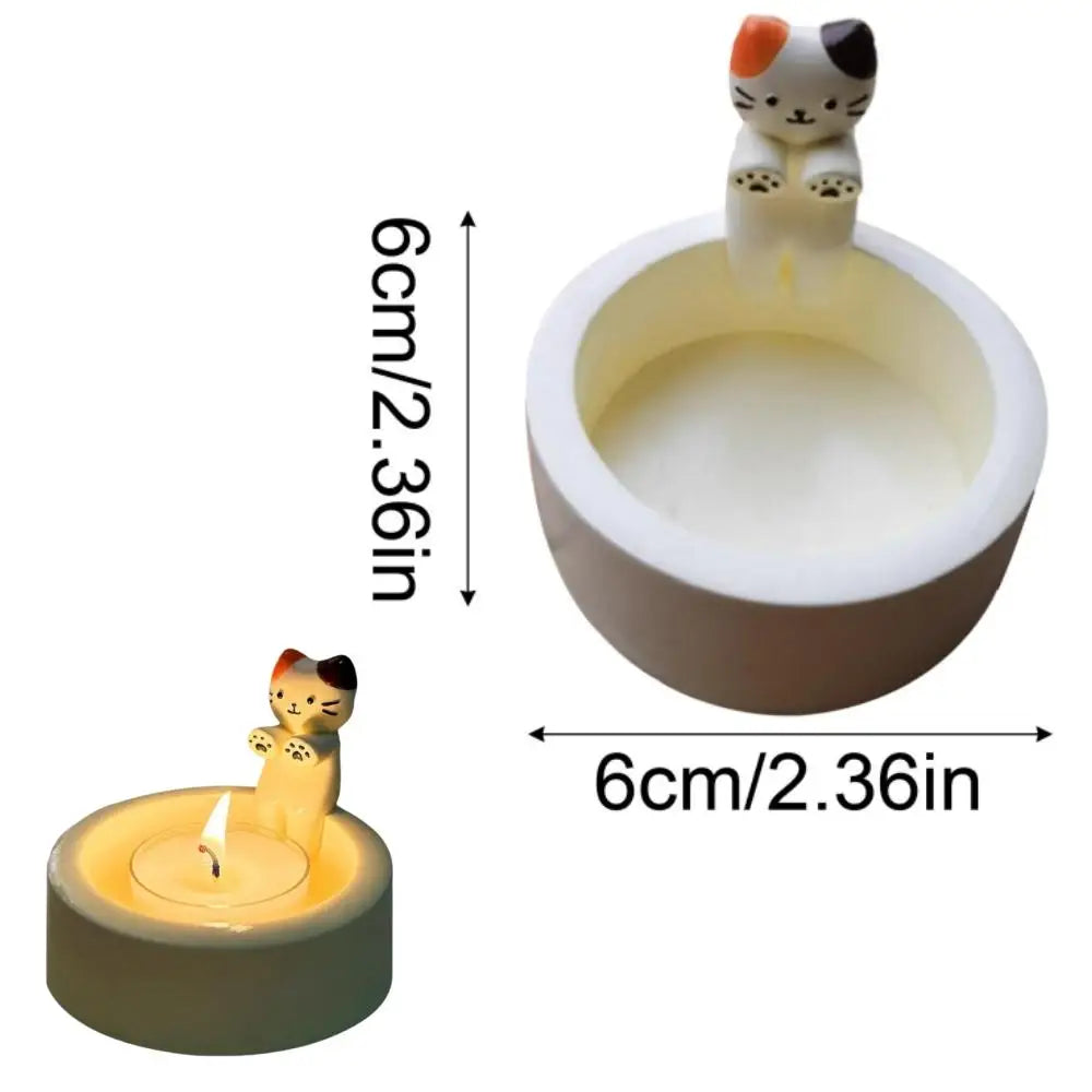 Kitten Candle Holder Warming Its Paws