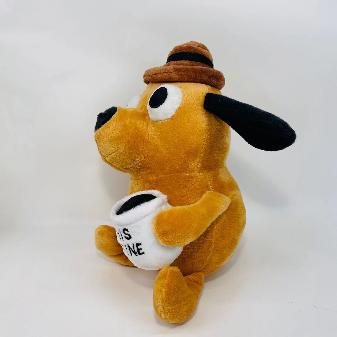 25cm This Is Fine Meme Coffee Dog Plush Toy