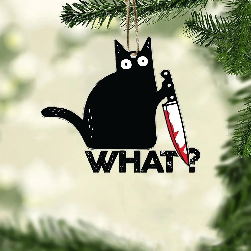 Black Cat Funny Hangable Christmas Tree Ornament