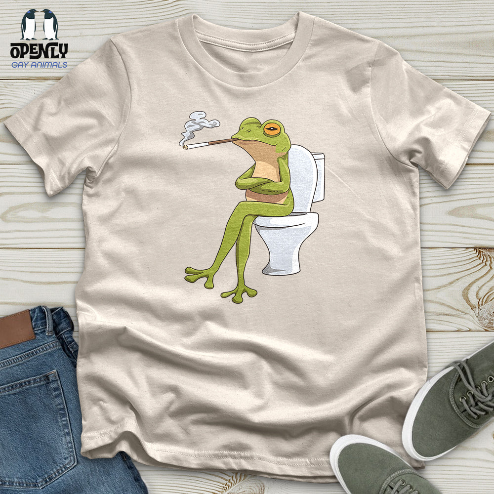 Frog Sitting on a White Toilet Unisex t-shirt