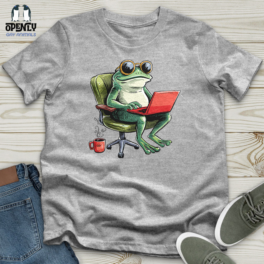 A Frog in a Productive Day  With Coffee Softstyle Tee