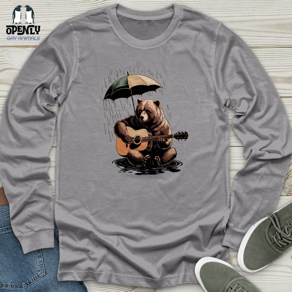 Bear in Rain Unisex Long Sleeve Tee
