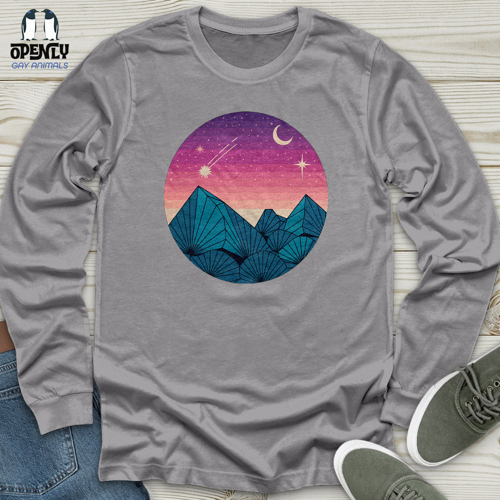 Geometric Mountain Landscape Unisex Long Sleeve Tee