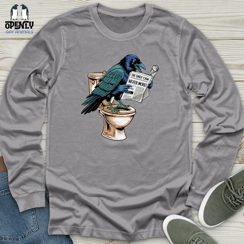 Raven Reading Newspaper Unisex Long Sleeve Tee