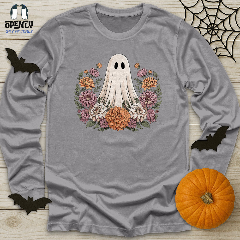 Floral Halloween Ghost Unisex Long Sleeve Tee