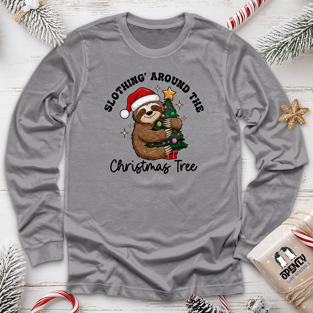 Slothing Around The Christmas Tree Unisex Long Sleeve Tee