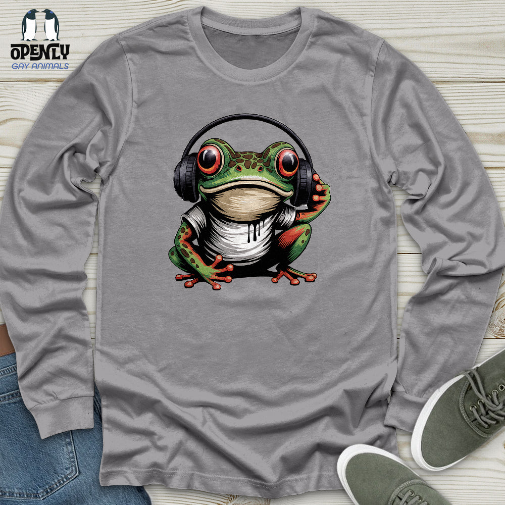 Frog in Headphones Unisex Long Sleeve Tee