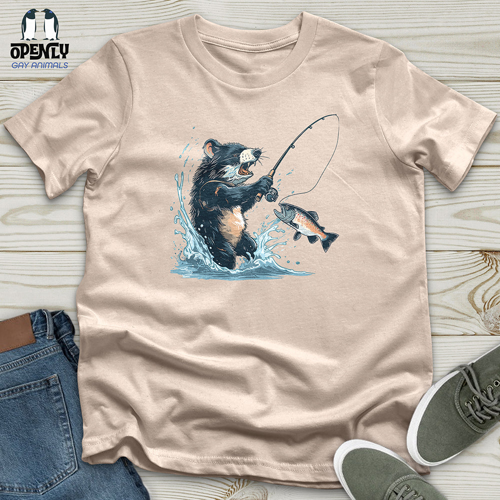 Tasmanian Devil Fishing Unisex t-shirt