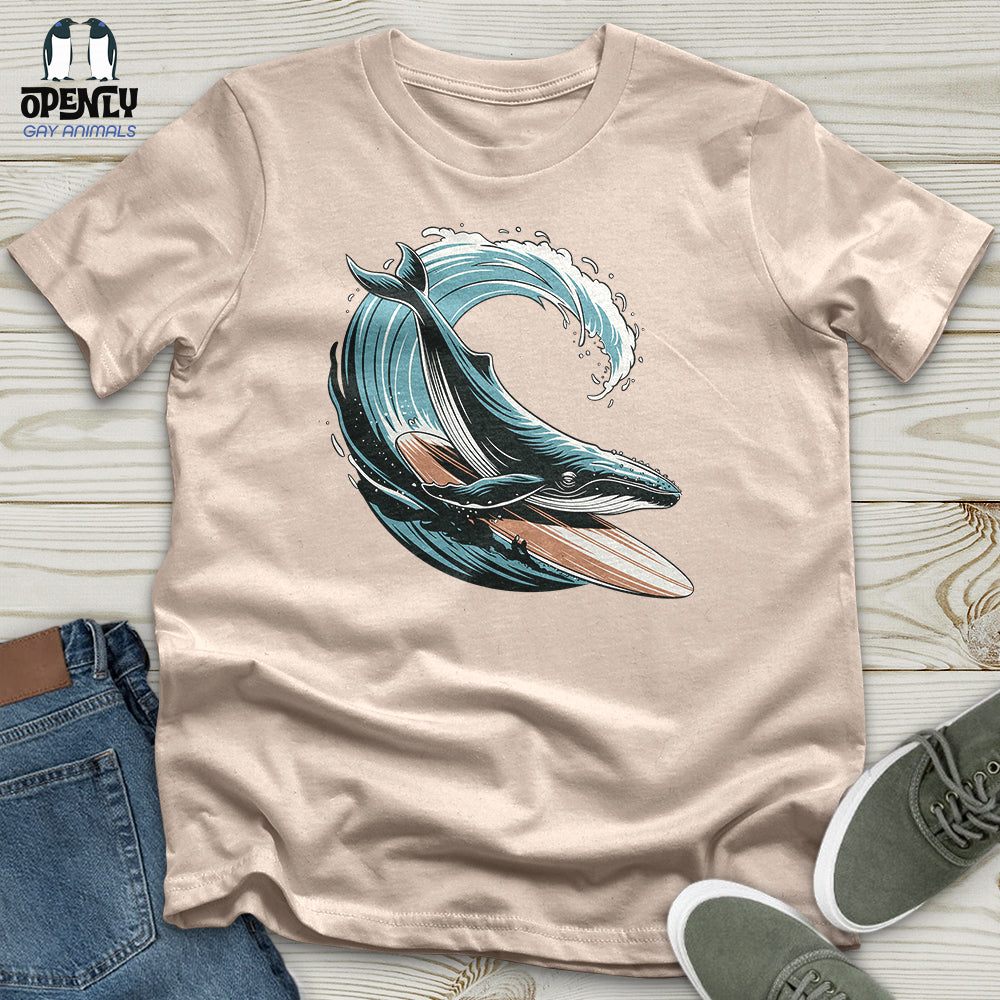 Whale Surfing on a Surfboard Unisex t-shirt