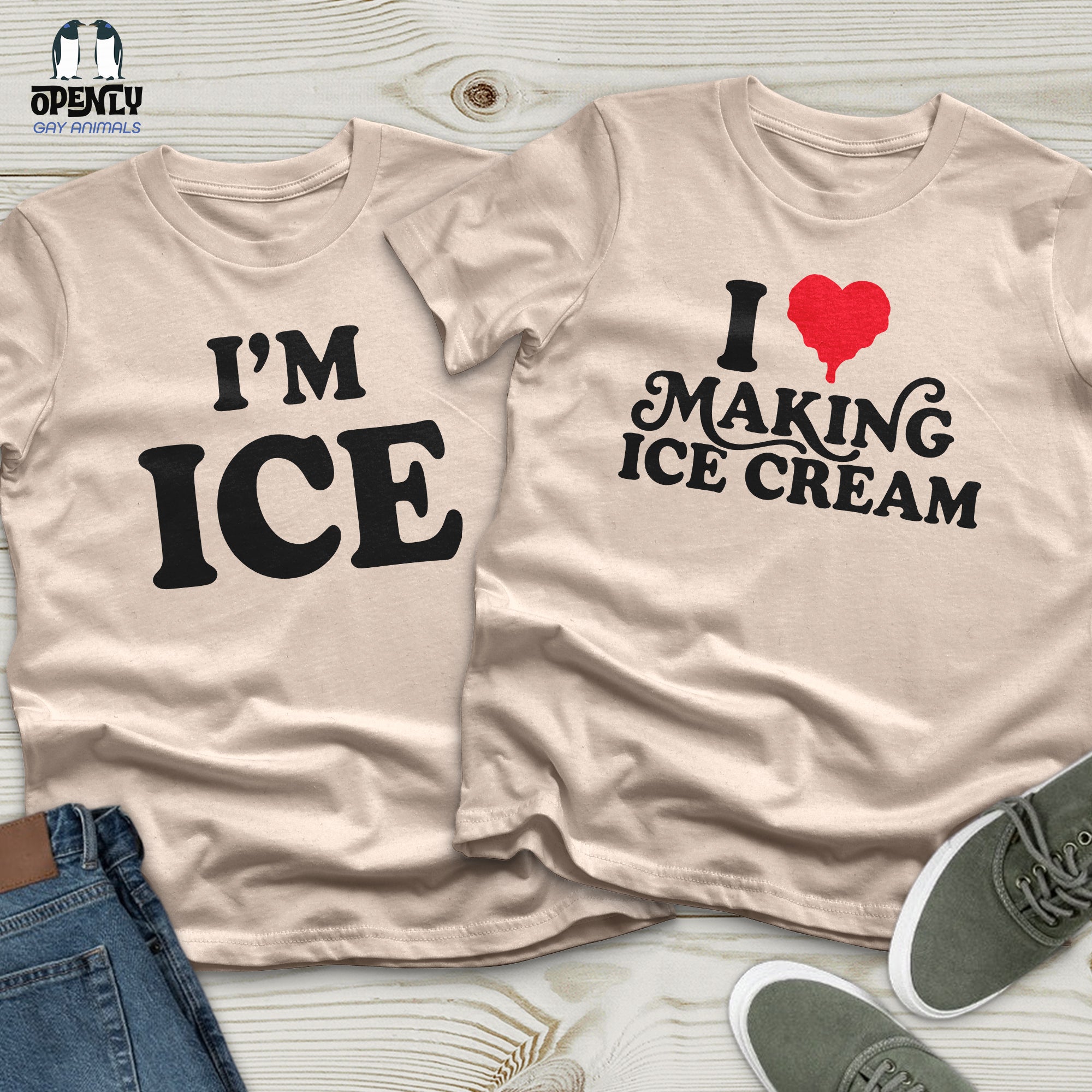 ICE Cream Black Couple T-Shirt Set