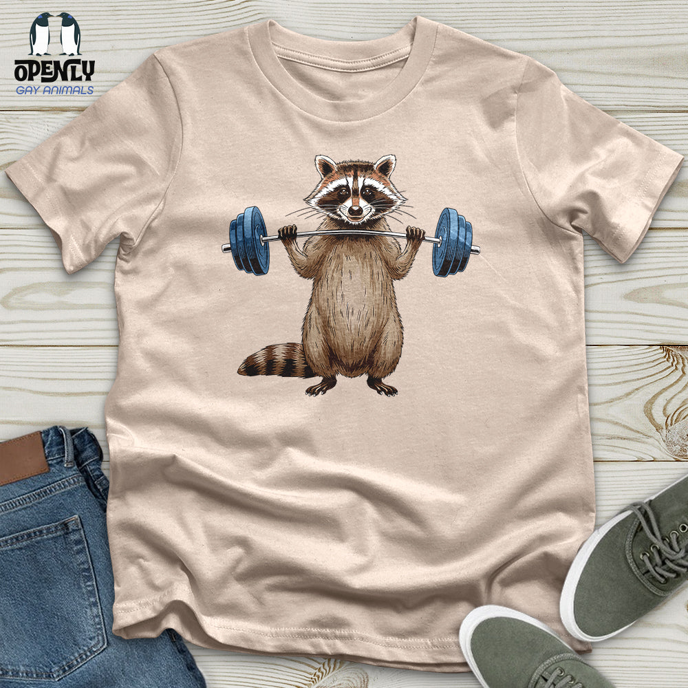 Raccoon Dumbbelling Unisex t-shirt