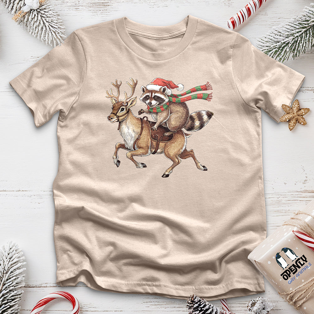 Raccoon Riding Reindeer Unisex t-shirt