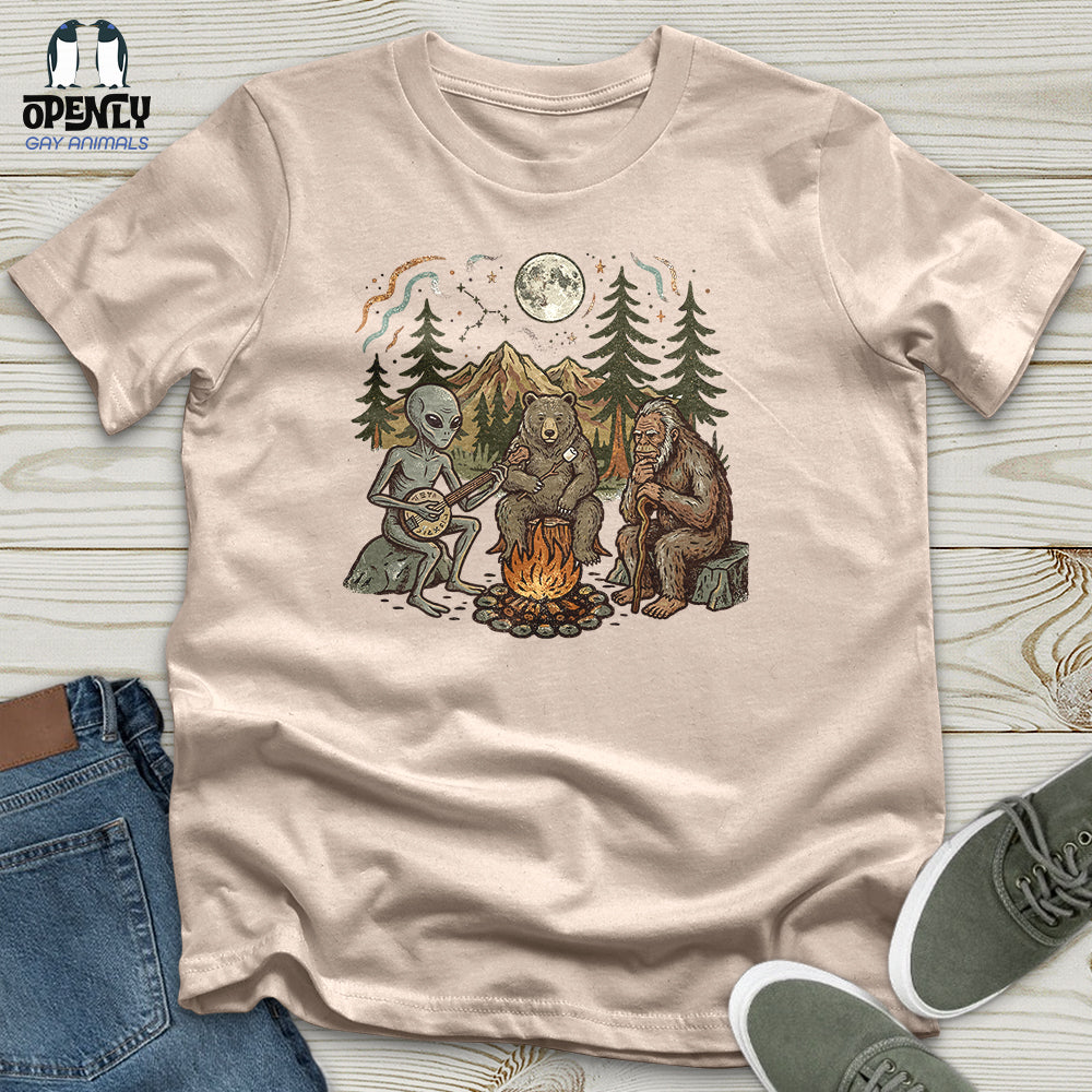 Bigfoot Alien Camping Unisex T-Shirt