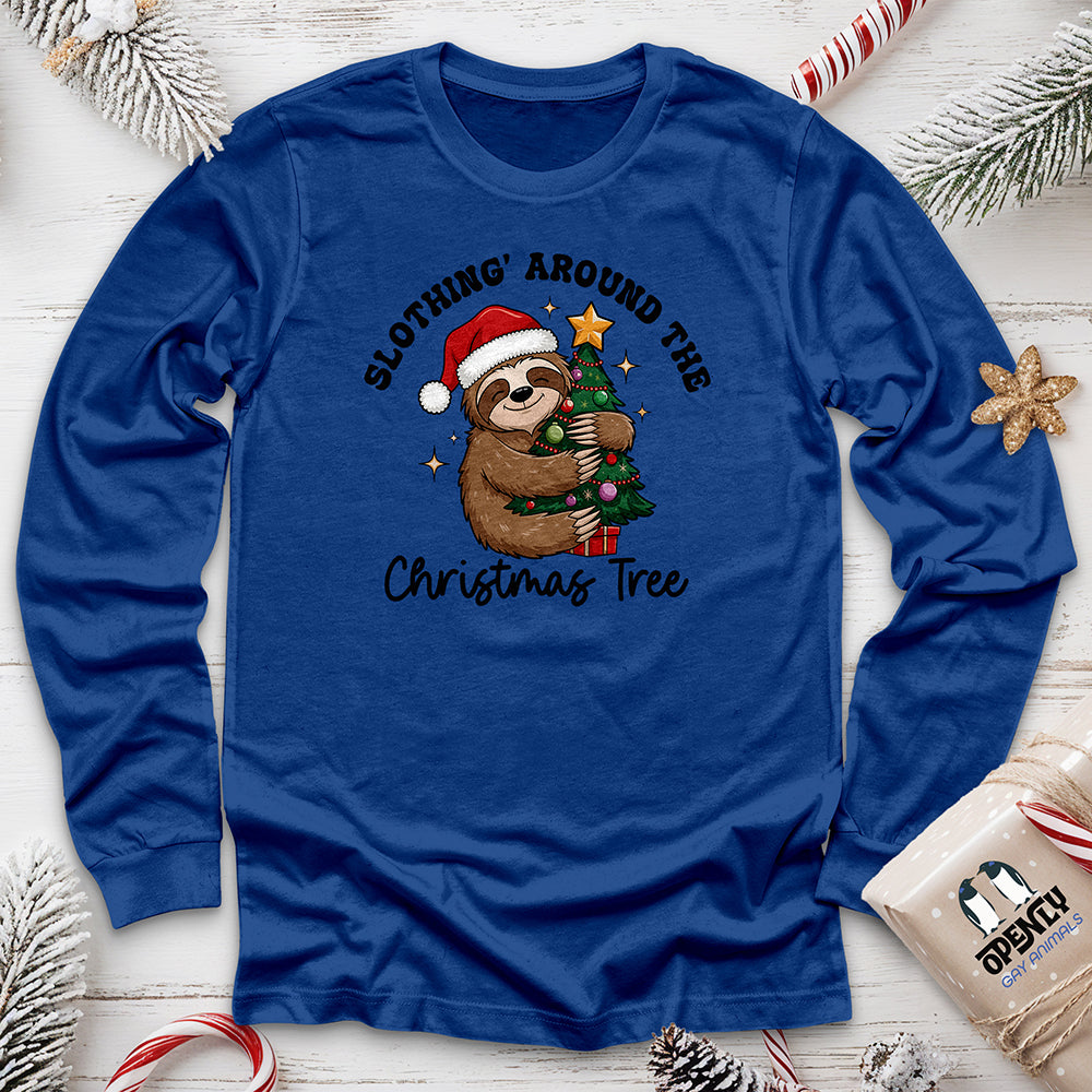 Slothing Around The Christmas Tree Unisex Long Sleeve Tee