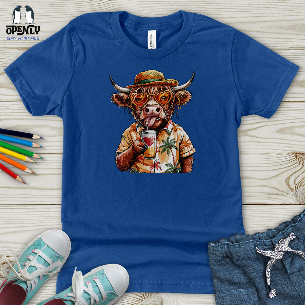 Summer Highland Cow Youth T-Shirt