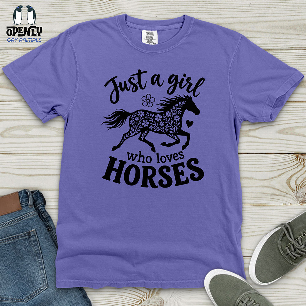 Floral Horse Silhouette Heavy Cotton Comfort Colors Tee