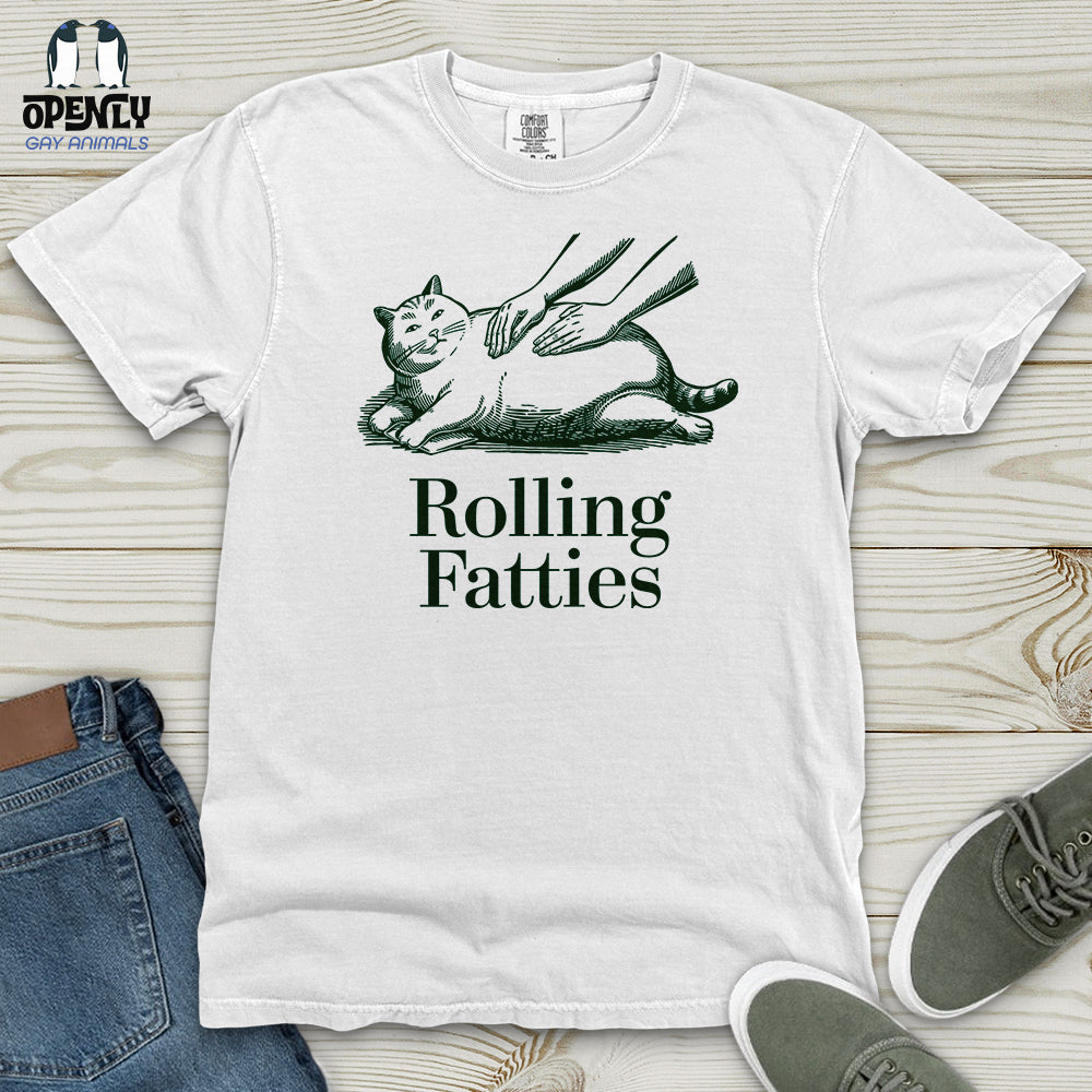 Funny Cat Rolling Fatties Cat Heavy Cotton Comfort Colors Tee