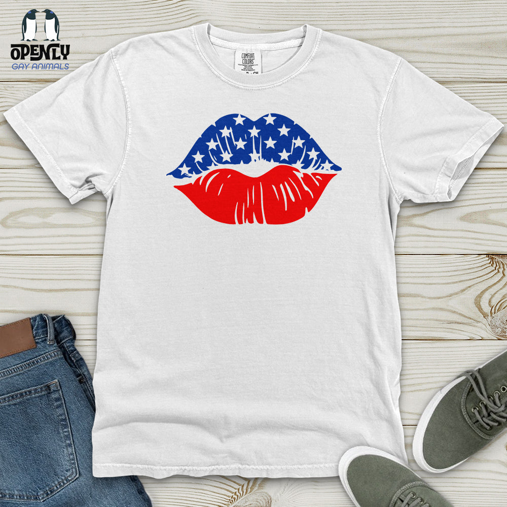 USA Flag Lips Heavy Cotton Comfort Colors Tee